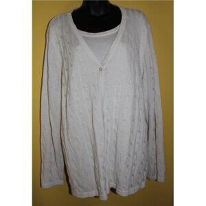 Croft & Barrow 2x Ivory Twofer Sweater Gold Metallic Threads